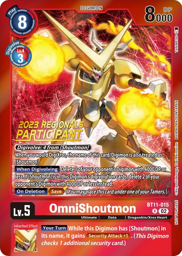 OmniShoutmon [BT11-015] (2023 Regionals Participant) [Dimensional Phase Promos] | Cracking-Singles