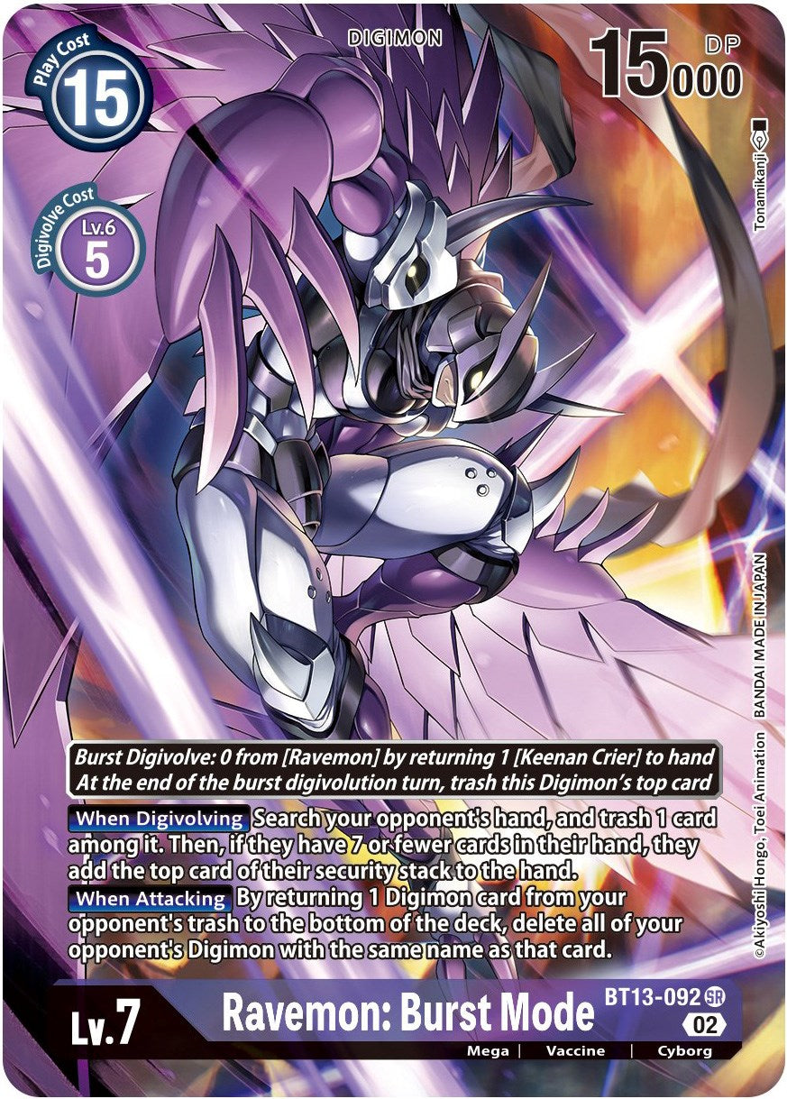 Ravemon: Burst Mode [BT13-092] (Alternate Art) [Versus Royal Knights Booster] | Cracking-Singles