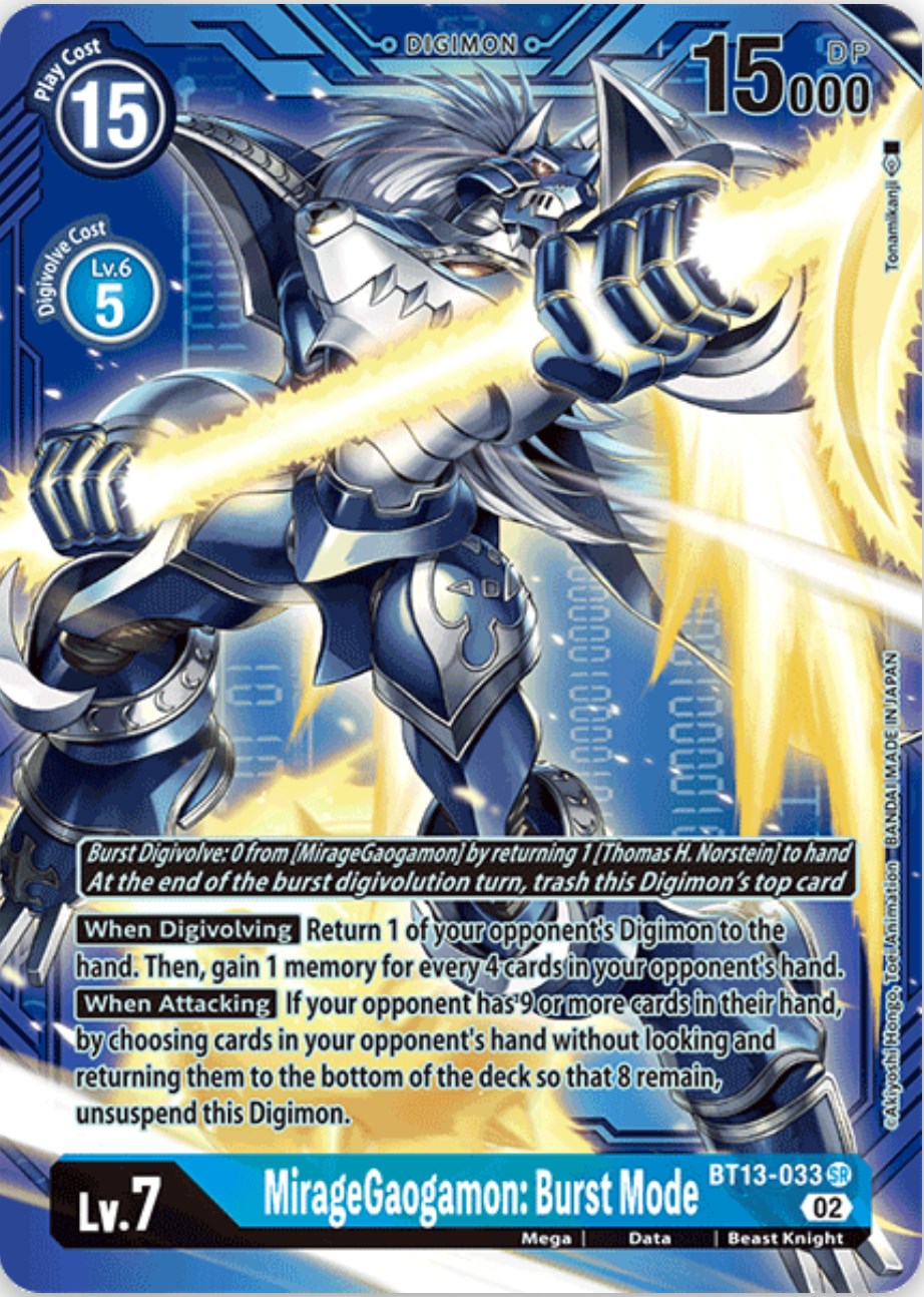 MirageGaogamon: Burst Mode [BT13-033] (Alternate Art with Blue Background) [Versus Royal Knights Booster] | Cracking-Singles