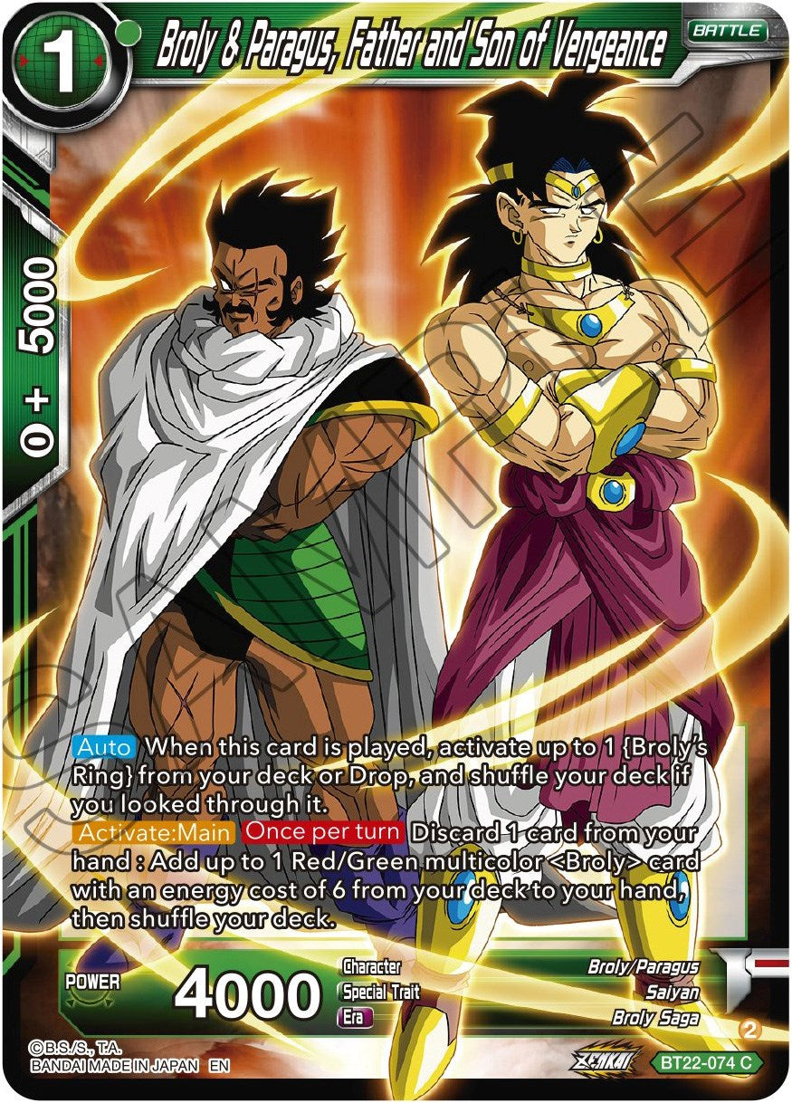 Broly & Paragus, Father and Son of Vengeance (BT22-074) [Critical Blow] | Cracking-Singles