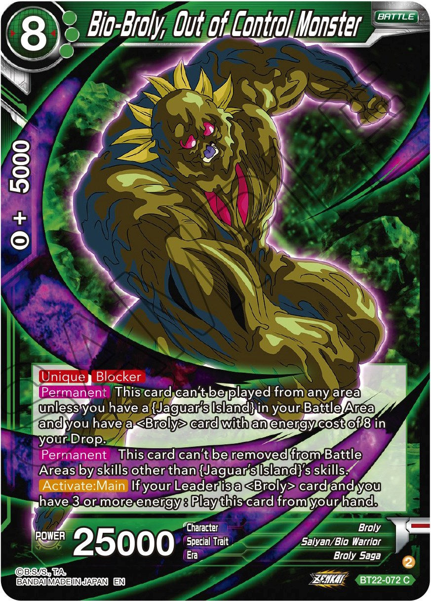 Bio-Broly, Out of Control Monster (BT22-072) [Critical Blow] | Cracking-Singles