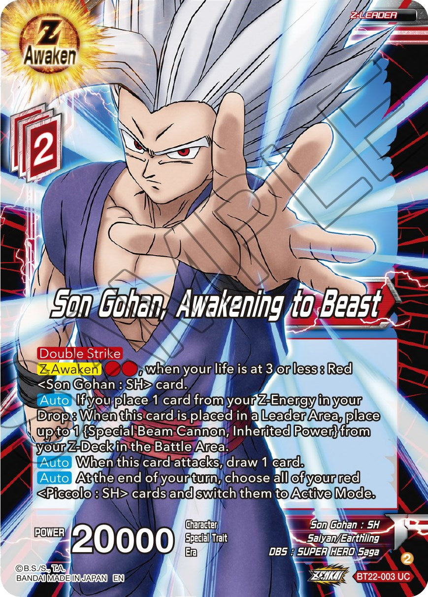 Son Gohan, Awakening to Beast (BT22-003) [Critical Blow] | Cracking-Singles