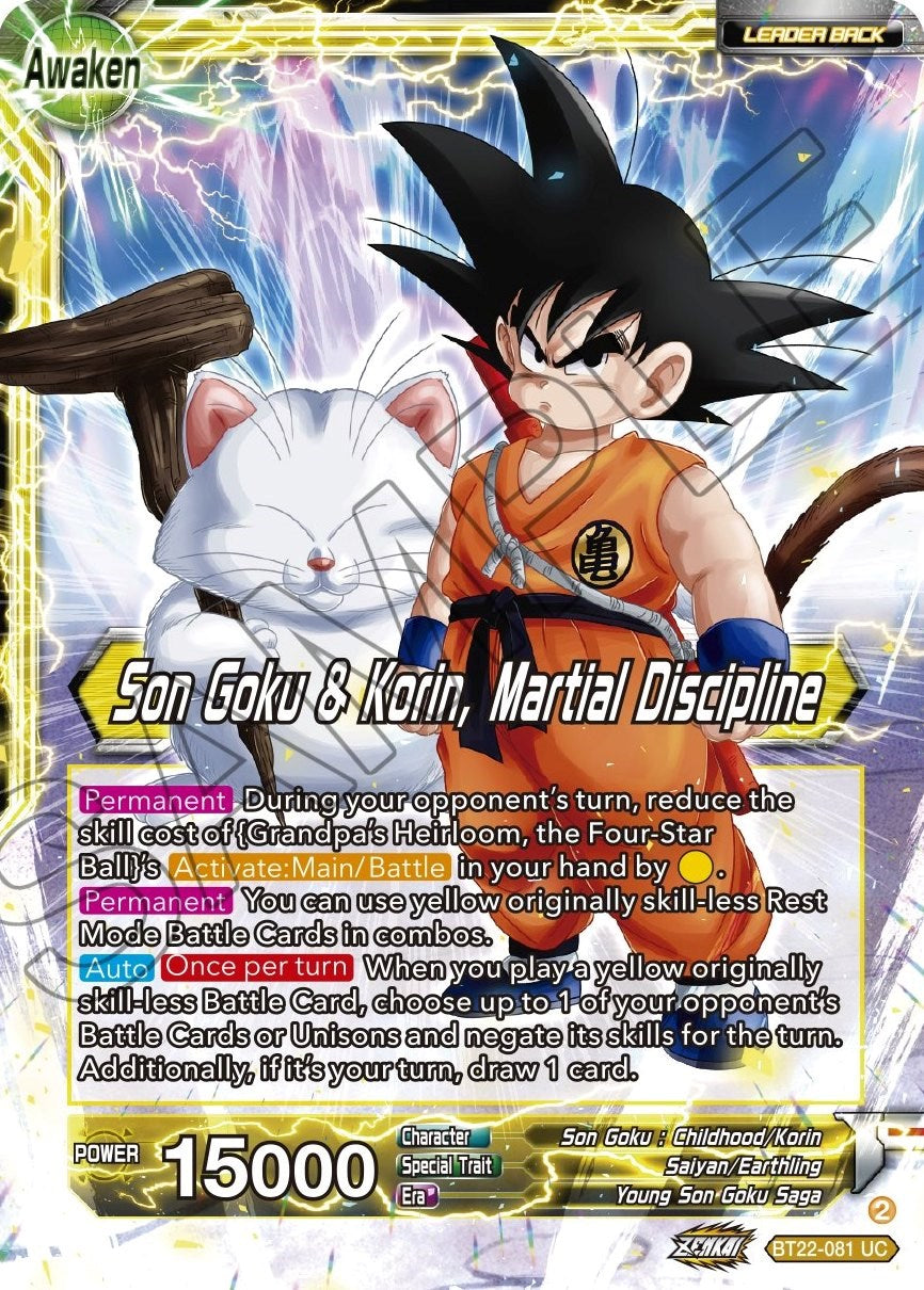 Son Goku // Son Goku & Korin, Martial Discipline (BT22-081) [Critical Blow] | Cracking-Singles