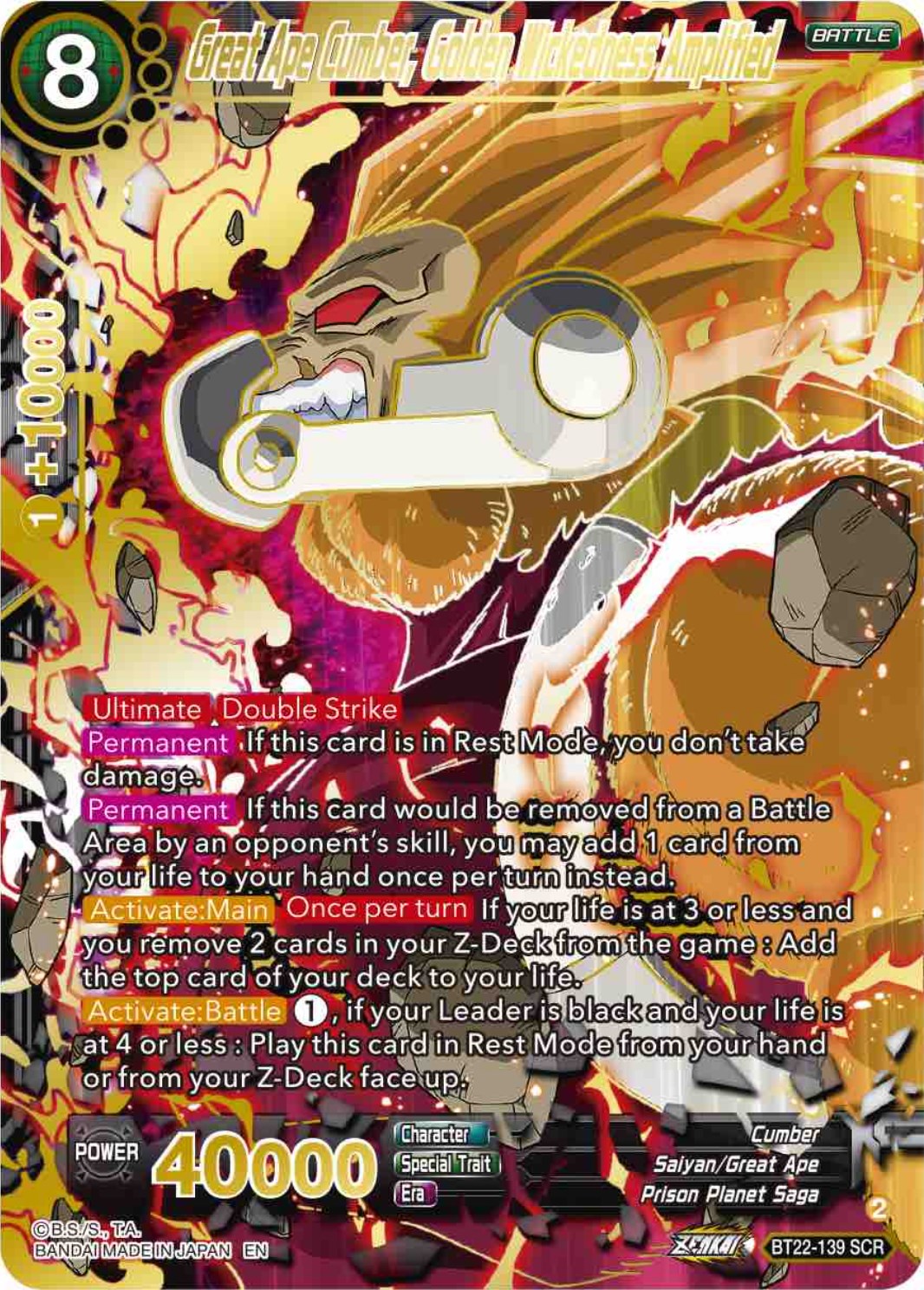 Great Ape Cumber, Golden Wickedness Amplified (BT22-139) [Critical Blow] | Cracking-Singles