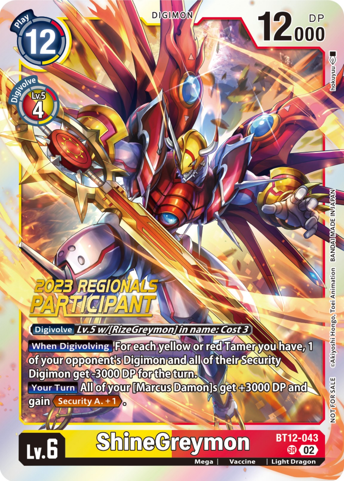 ShineGreymon [BT12-043] (2023 Regionals Participant) [Across Time] | Cracking-Singles