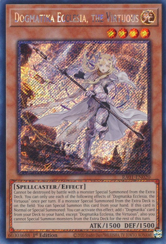 Dogmatika Ecclesia, the Virtuous [RA01-EN020] Platinum Secret Rare | Cracking-Singles