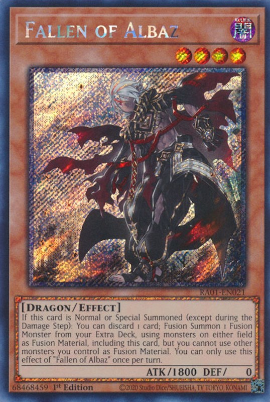 Fallen of Albaz [RA01-EN021] Platinum Secret Rare | Cracking-Singles