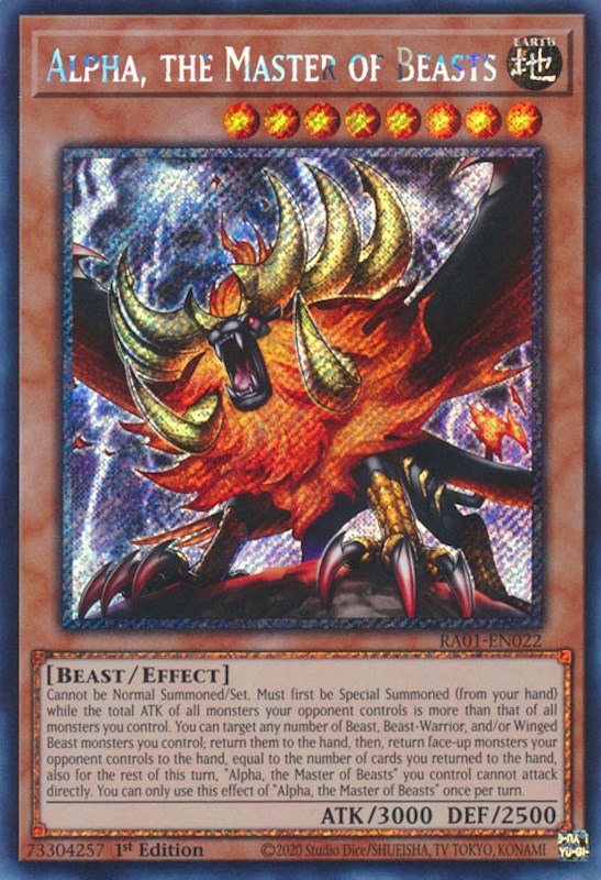 Alpha, the Master of Beasts [RA01-EN022] Platinum Secret Rare | Cracking-Singles