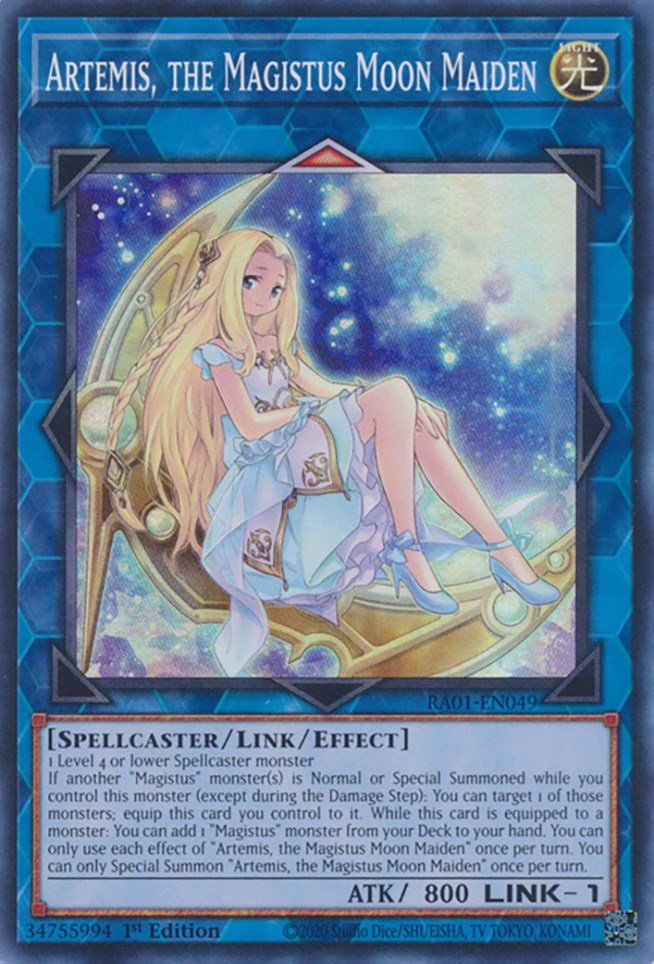 Artemis, the Magistus Moon Maiden [RA01-EN049] Super Rare | Cracking-Singles