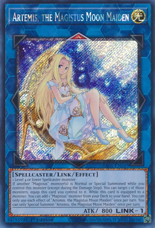 Artemis, the Magistus Moon Maiden [RA01-EN049] Platinum Secret Rare | Cracking-Singles