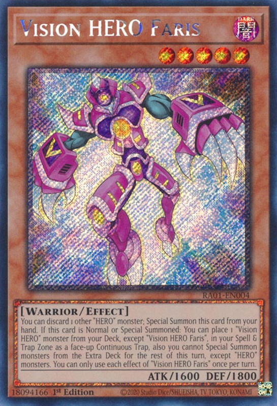 Vision HERO Faris [RA01-EN004] Platinum Secret Rare | Cracking-Singles