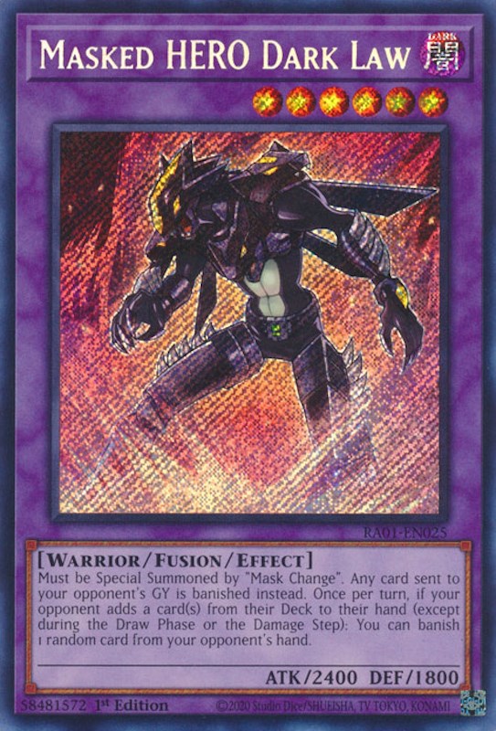 Masked HERO Dark Law [RA01-EN025] Secret Rare | Cracking-Singles