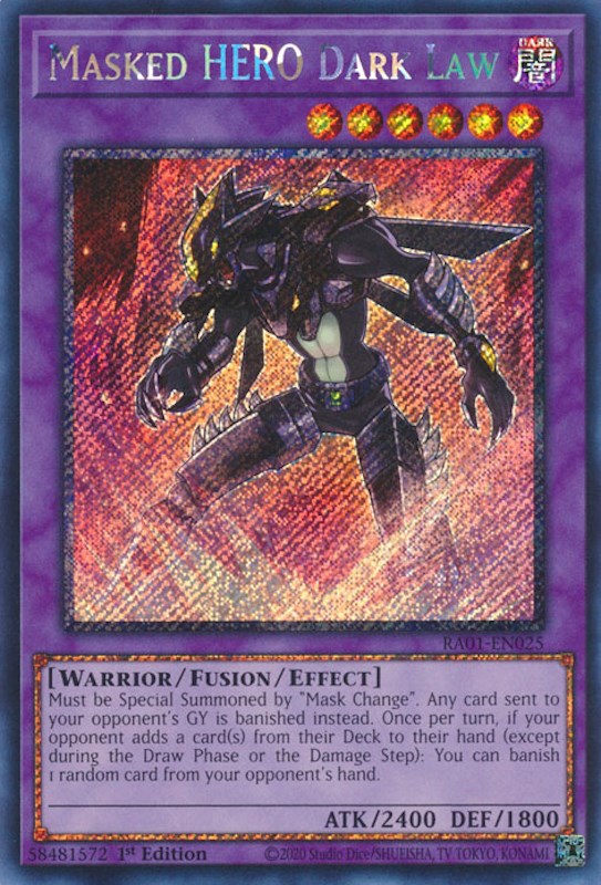 Masked HERO Dark Law [RA01-EN025] Platinum Secret Rare | Cracking-Singles