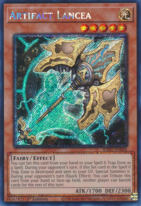 Artifact Lancea [RA01-EN006] Platinum Secret Rare | Cracking-Singles