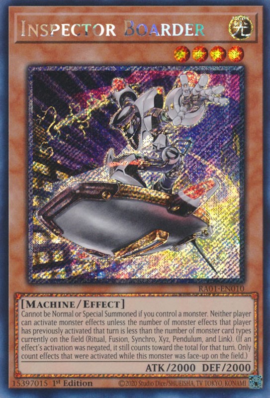 Inspector Boarder [RA01-EN010] Platinum Secret Rare | Cracking-Singles