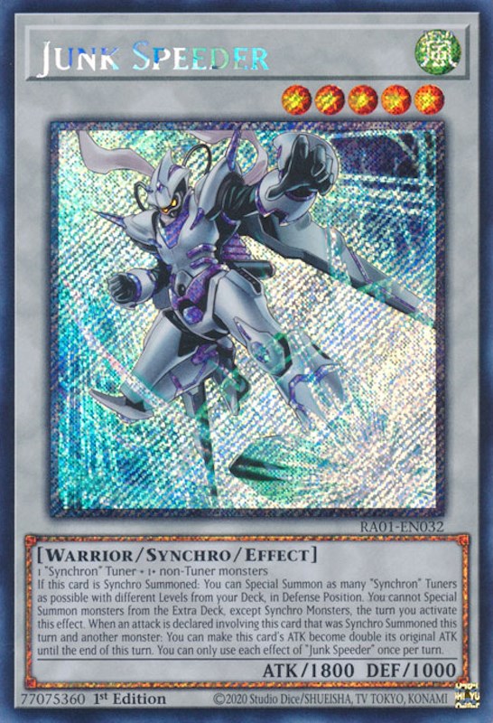 Junk Speeder [RA01-EN032] Platinum Secret Rare | Cracking-Singles