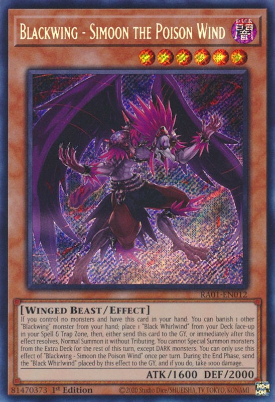 Blackwing - Simoon the Poison Wind [RA01-EN012] Secret Rare | Cracking-Singles