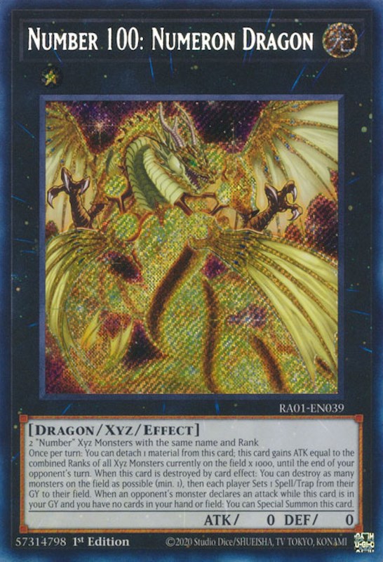 Number 100: Numeron Dragon [RA01-EN039] Secret Rare | Cracking-Singles