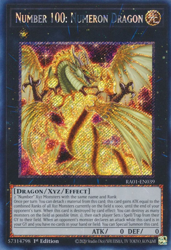 Number 100: Numeron Dragon [RA01-EN039] Platinum Secret Rare | Cracking-Singles