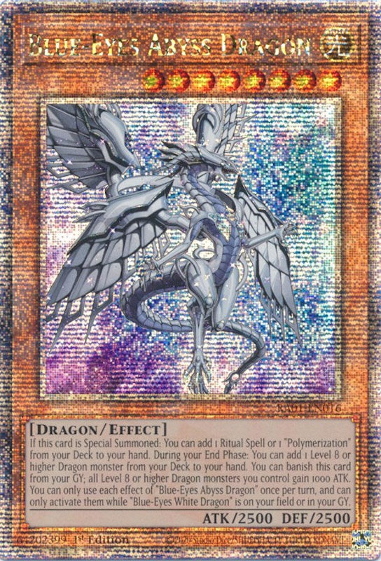 Blue-Eyes Abyss Dragon [RA01-EN016] Quarter Century Secret Rare | Cracking-Singles