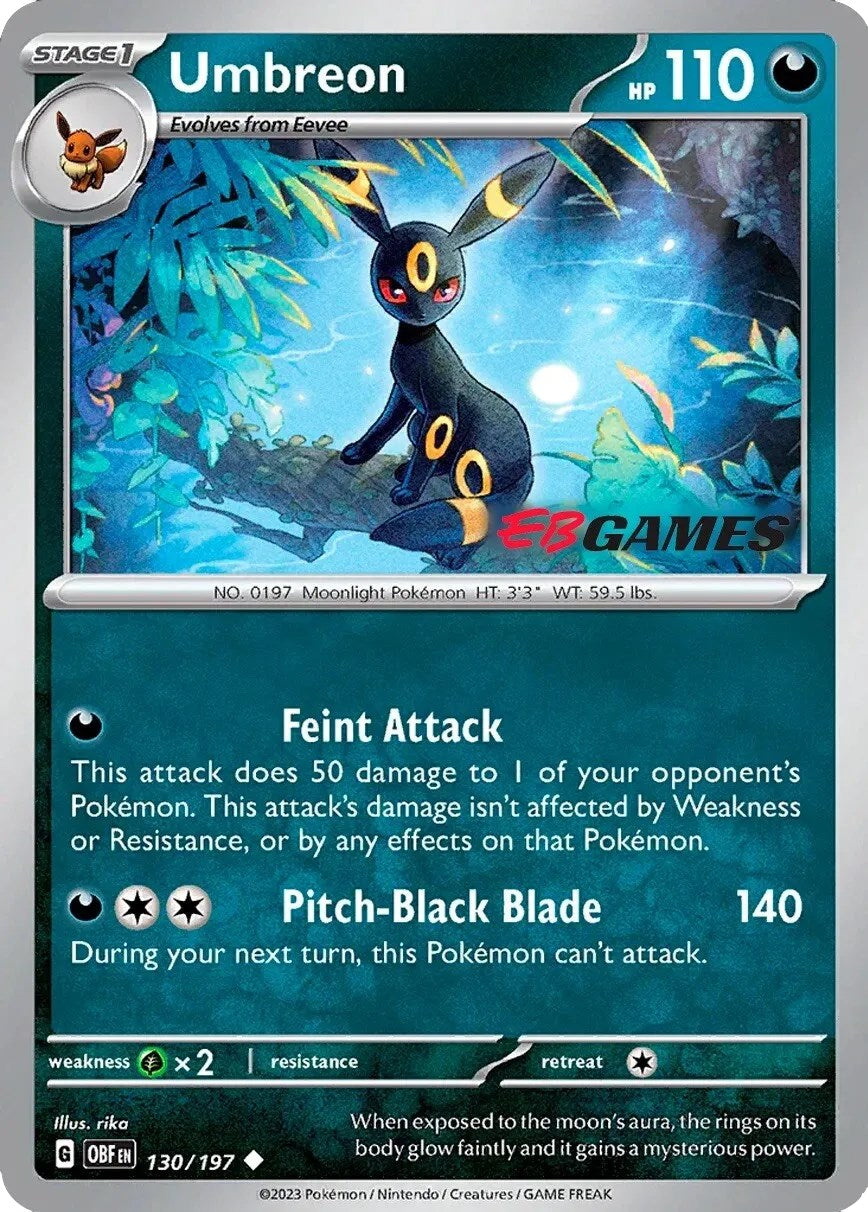 Umbreon (130/197) (EBGames Exclusive) [Scarlet & Violet: Obsidian Flames] | Cracking-Singles