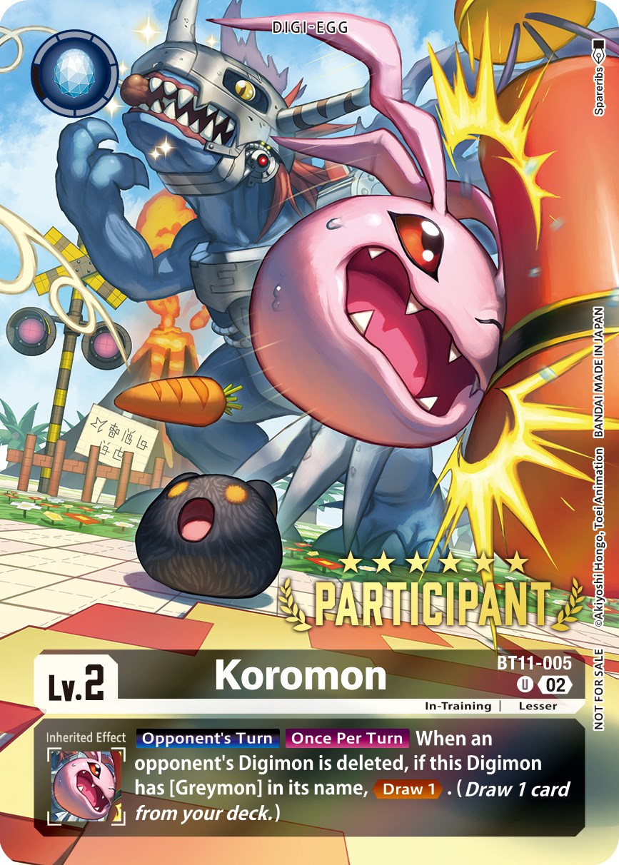 Koromon [BT11-005] (Digimon 3-On-3 November 2023 Participation) [Dimensional Phase] | Cracking-Singles