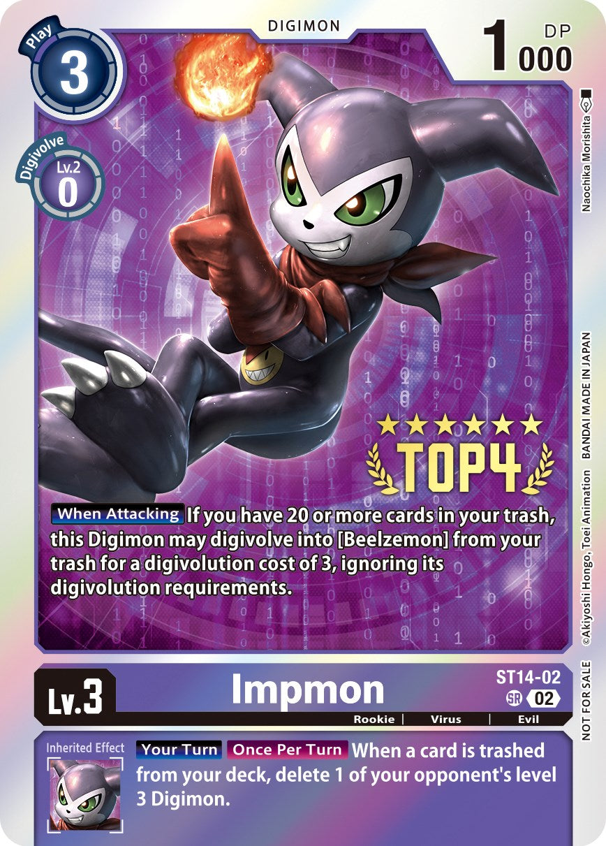 Impmon [ST14-02] (Digimon 3-On-3 November 2023 Top 4) [Starter Deck: Beelzemon Advanced Deck Set] | Cracking-Singles