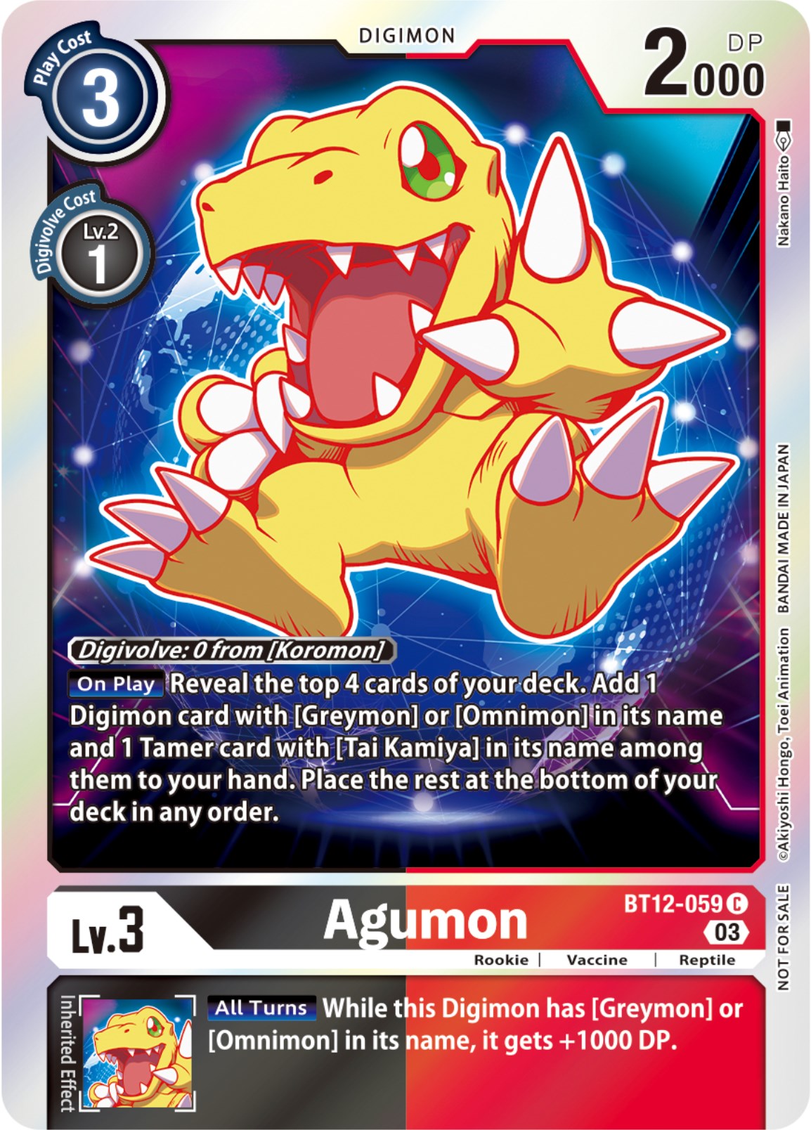 Agumon [BT12-059] (Official Tournament Pack Vol.11) [Across Time] | Cracking-Singles