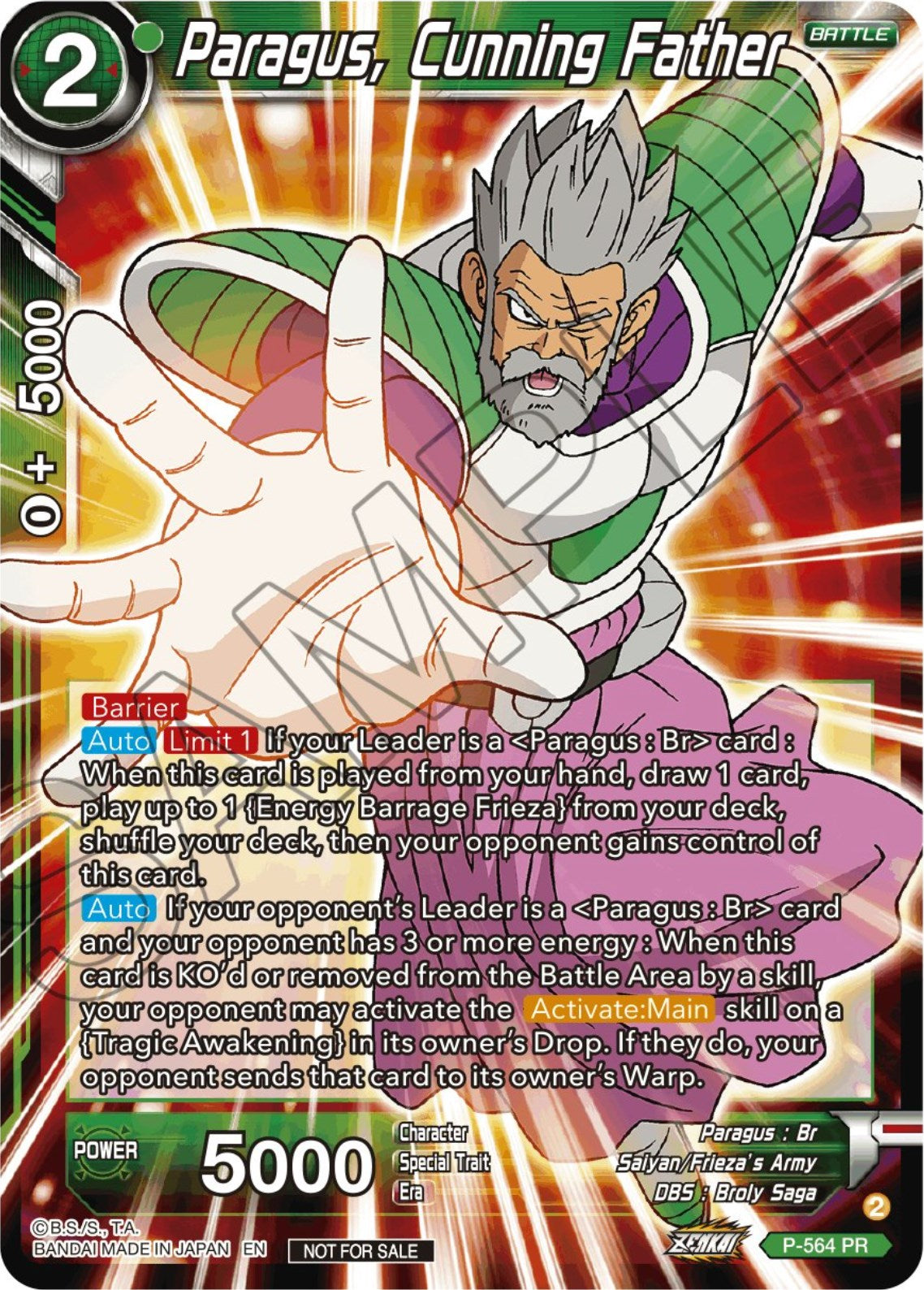 Paragus, Cunning Father (Zenkai Series Tournament Pack Vol.6) (P-564) [Tournament Promotion Cards] | Cracking-Singles