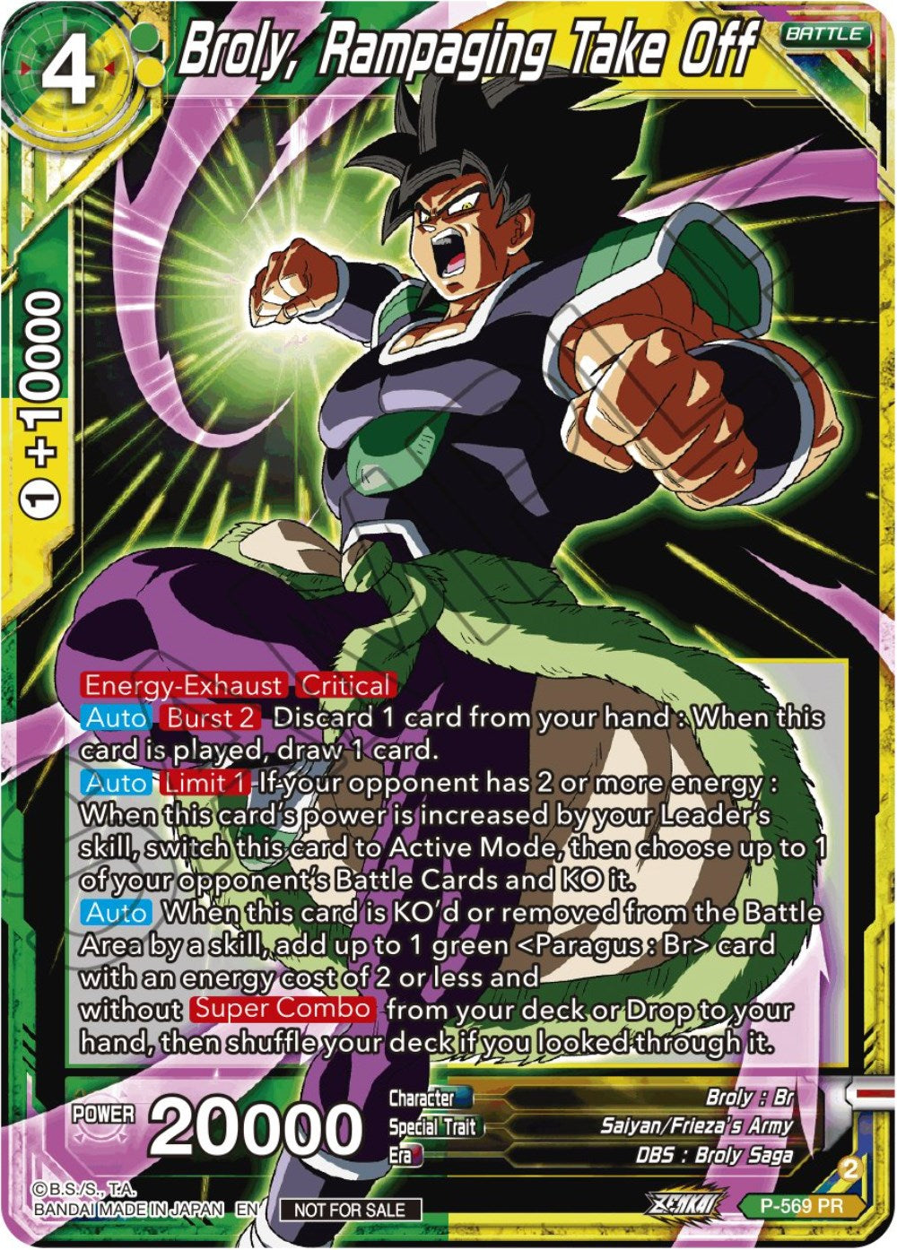 Broly, Rampaging Take Off (Zenkai Series Tournament Pack Vol.6) (P-569) [Tournament Promotion Cards] | Cracking-Singles