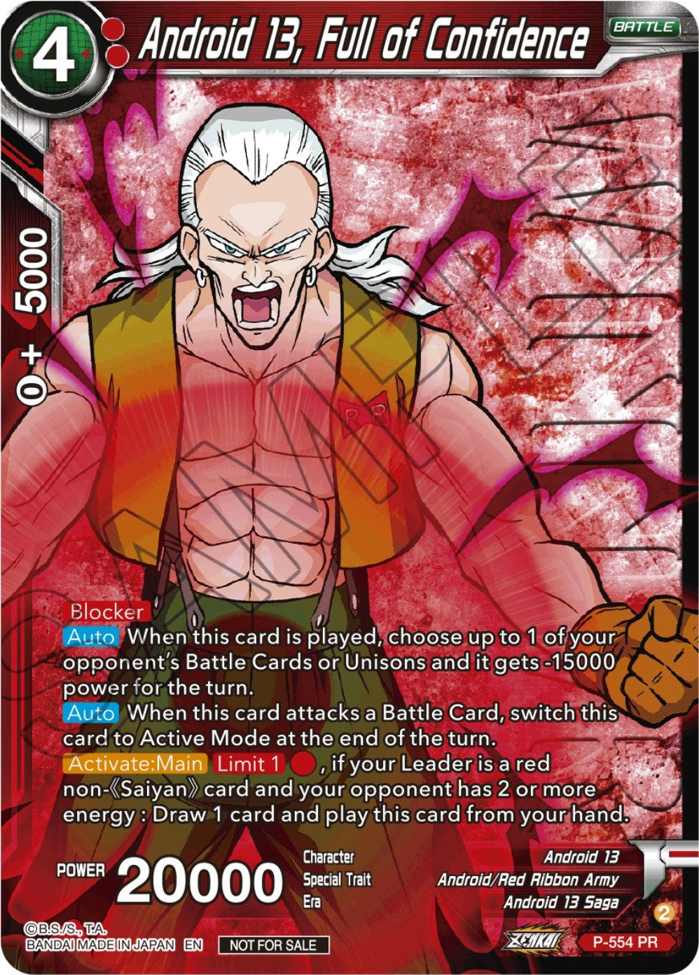 Android 13, Full of Confidence (Zenkai Series Tournament Pack Vol.6) (Winner) (P-554) [Tournament Promotion Cards] | Cracking-Singles