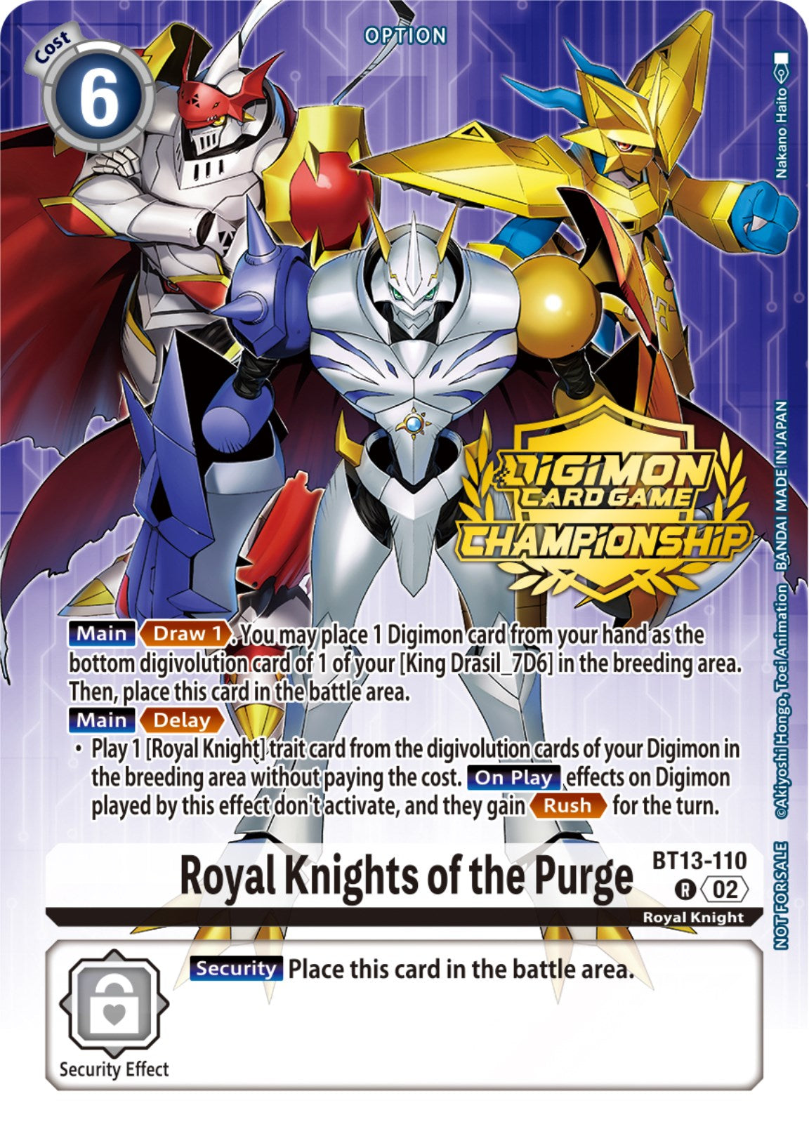 Royal Knights of the Purge [BT13-110] (Championship 2023 Tamers Pack) [Versus Royal Knights Promos] | Cracking-Singles