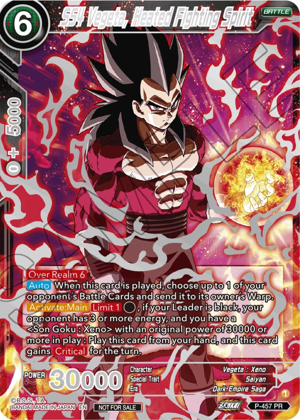 SS4 Vegeta, Heated Fighting Spirit (Championship 2023 Reward Alternate Art Card Set) (Holo) (P-457) [Tournament Promotion Cards] | Cracking-Singles