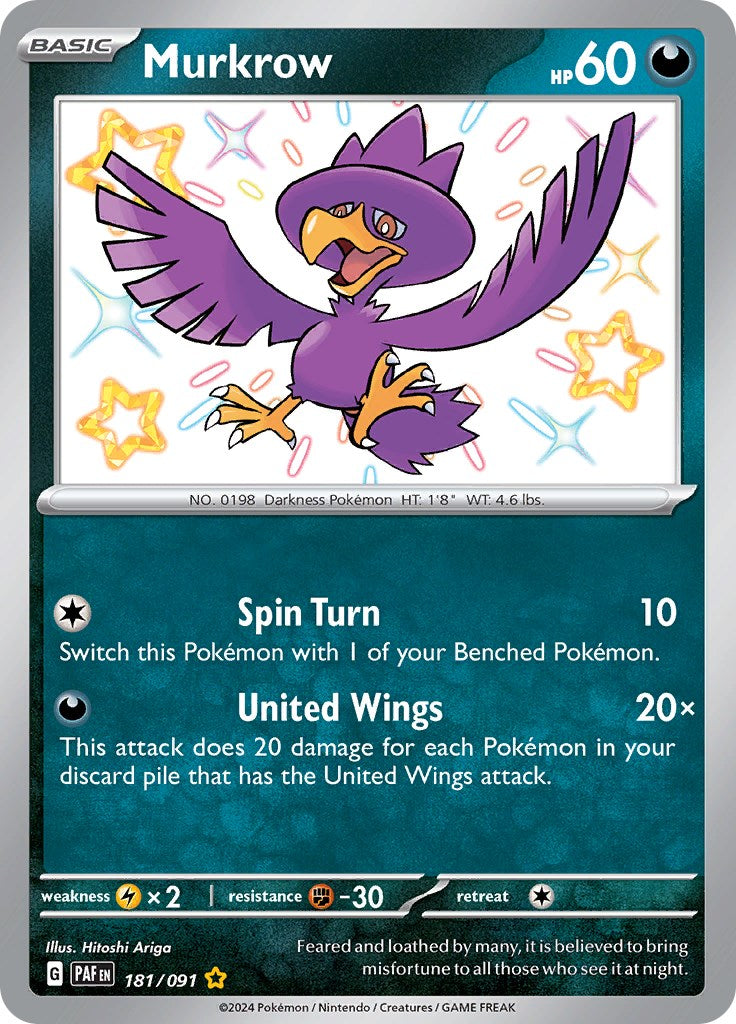 Murkrow (181/091) [Scarlet & Violet: Paldean Fates] | Cracking-Singles