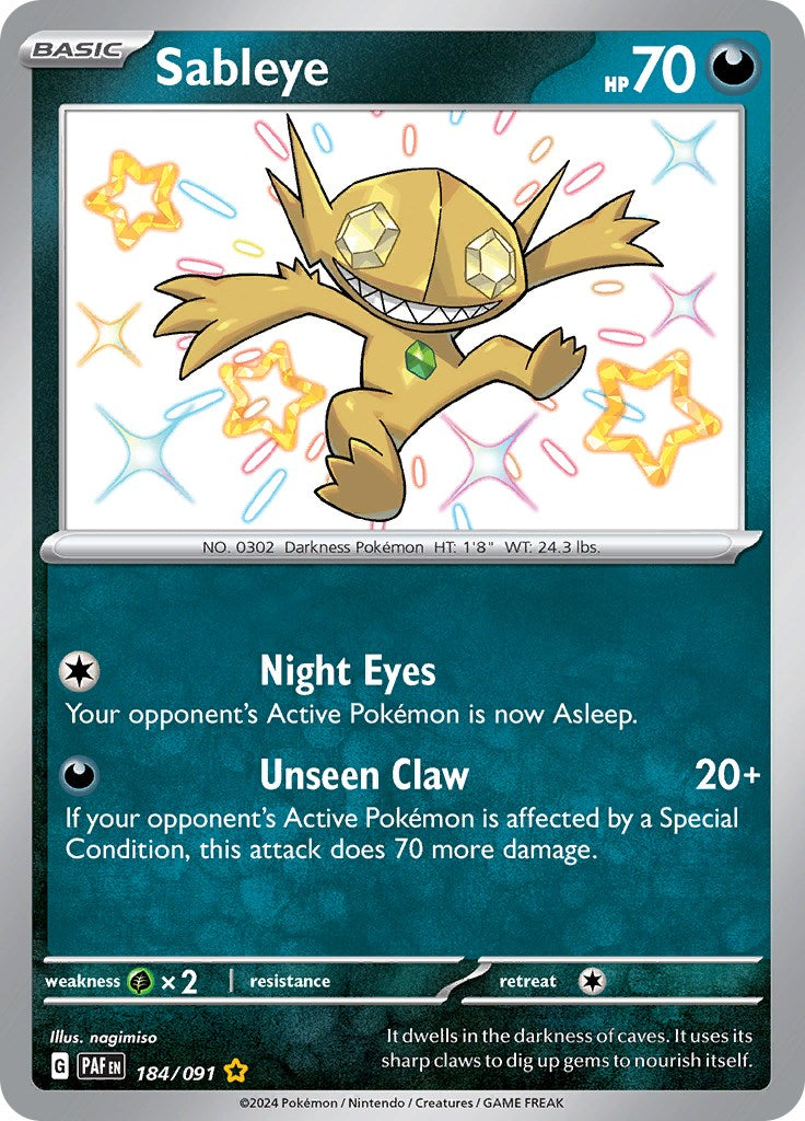 Sableye (184/091) [Scarlet & Violet: Paldean Fates] | Cracking-Singles