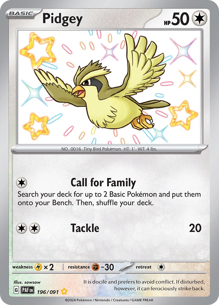 Pidgey (196/091) [Scarlet & Violet: Paldean Fates] | Cracking-Singles