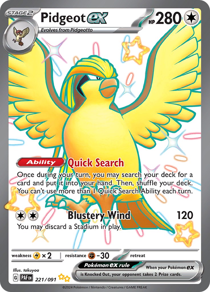 Pidgeot ex (221/091) [Scarlet & Violet: Paldean Fates] | Cracking-Singles