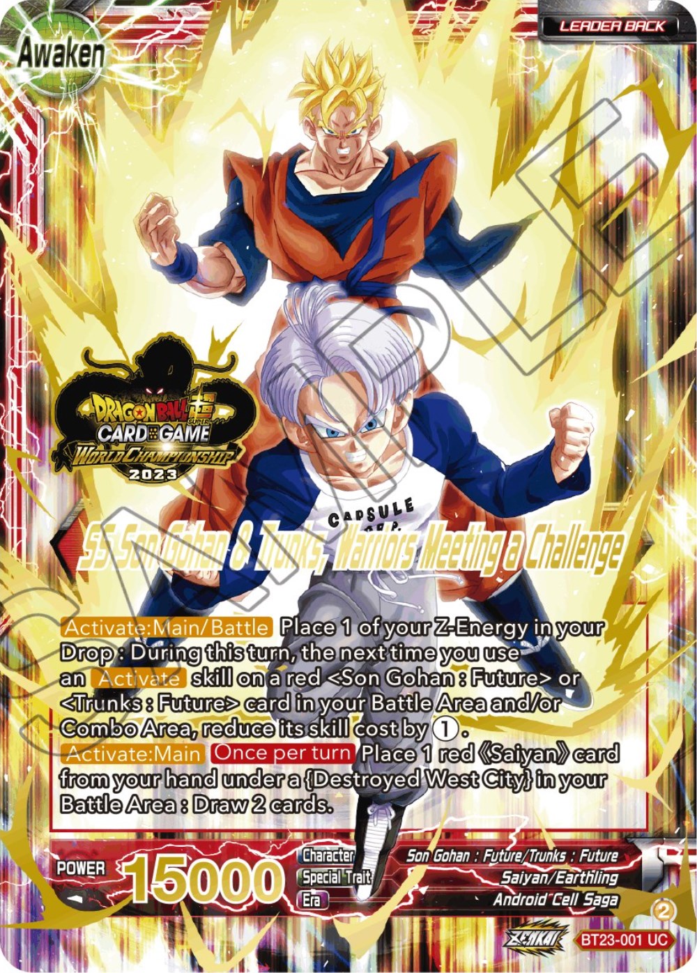 Son Gohan & Trunks // SS Son Gohan & Trunks, Warriors Meeting a Challenge (2023 Worlds ZENKAI 06 Leader Set) (BT23-001) [Tournament Promotion Cards] | Cracking-Singles