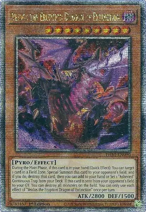 Veidos the Eruption Dragon of Extinction [PHNI-EN090] Quarter Century Secret Rare | Cracking-Singles