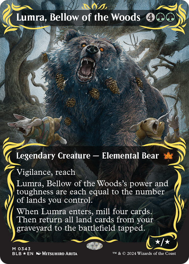 Lumra, Bellow of the Woods (Borderless) (Raised Foil) [Bloomburrow] | Cracking-Singles