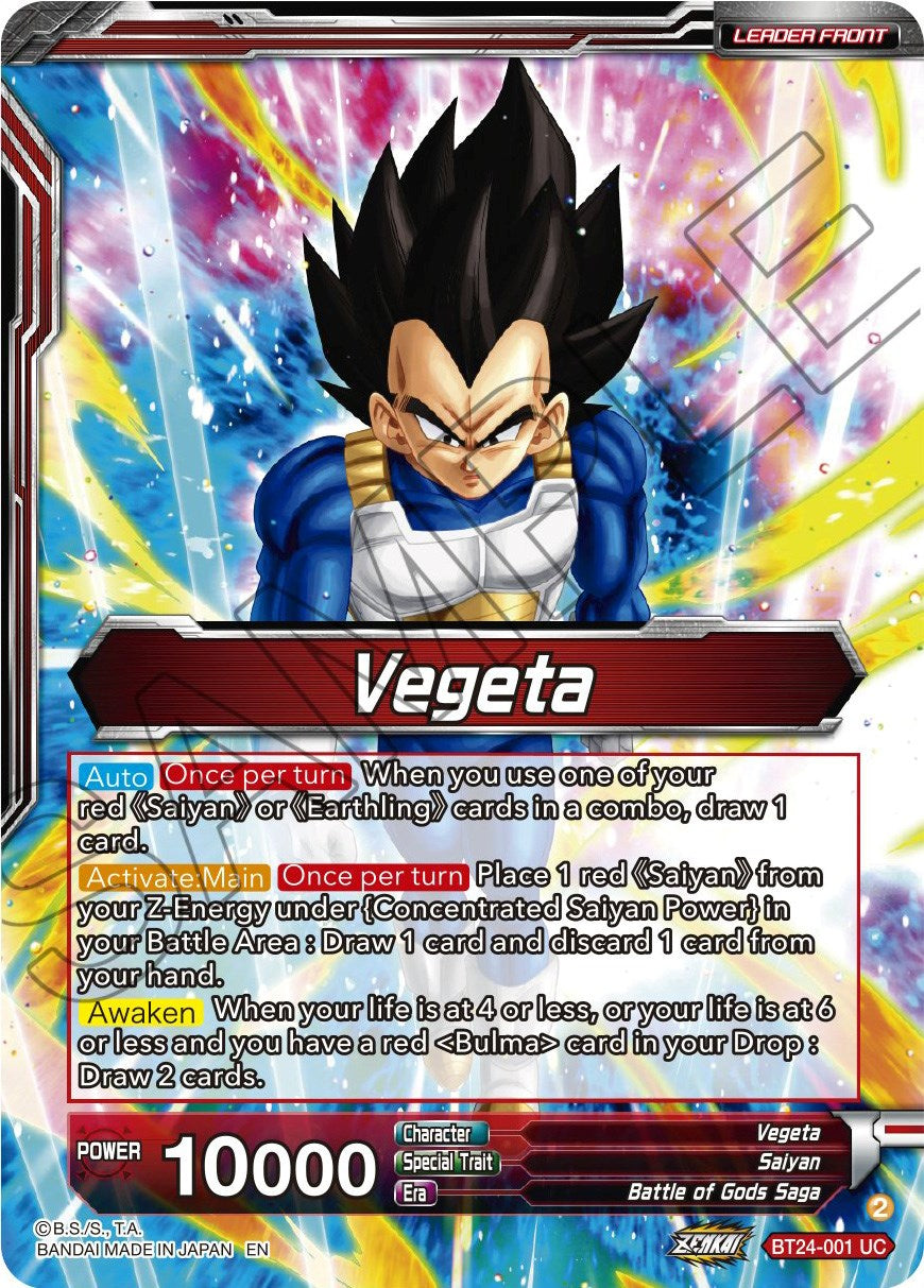 Vegeta // Vegeta, Awakened Feelings (BT24-001) [Beyond Generations] | Cracking-Singles