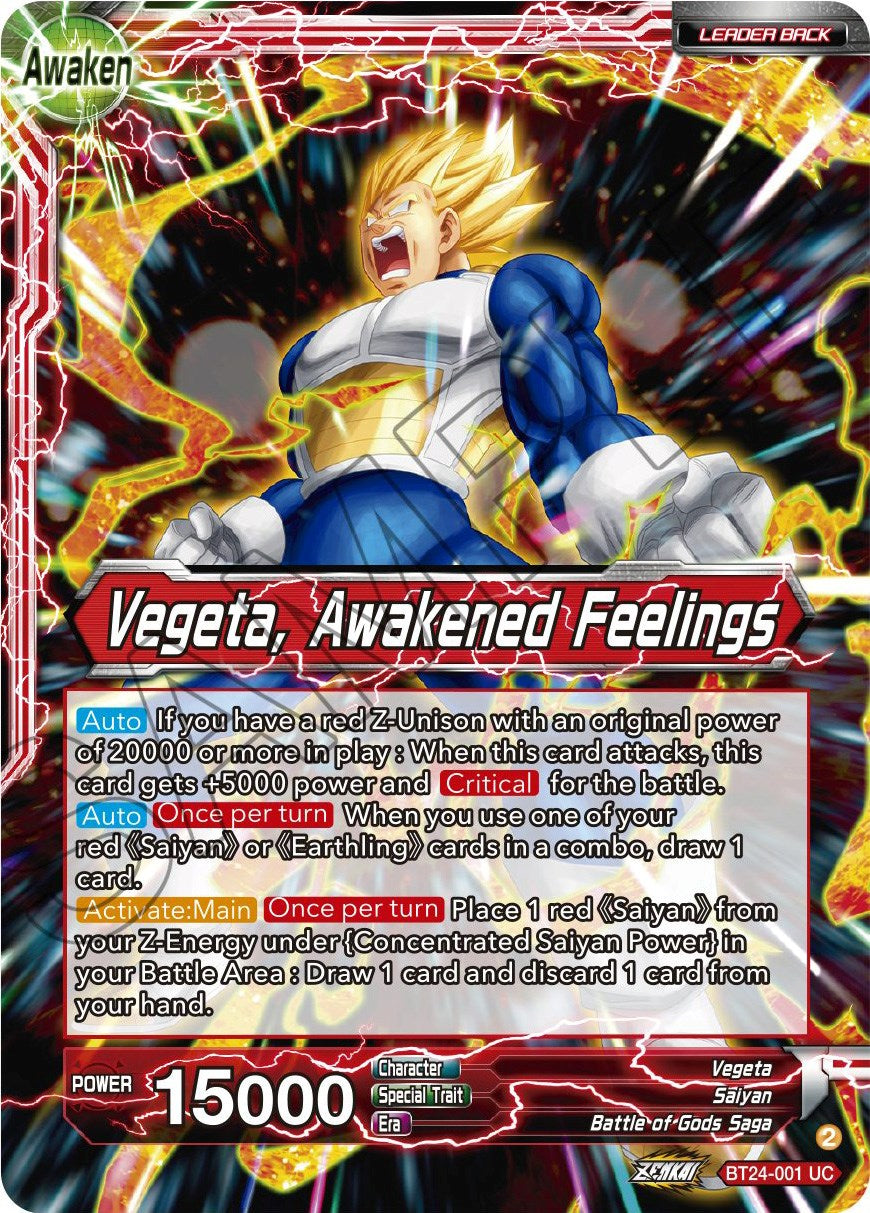 Vegeta // Vegeta, Awakened Feelings (BT24-001) [Beyond Generations] | Cracking-Singles