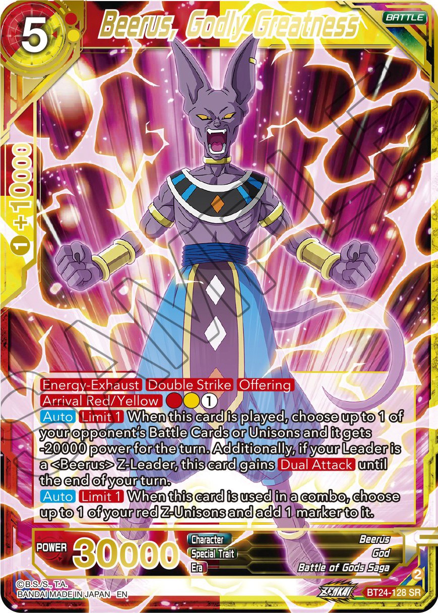 Beerus, Godly Greatness (BT24-128) [Beyond Generations] | Cracking-Singles