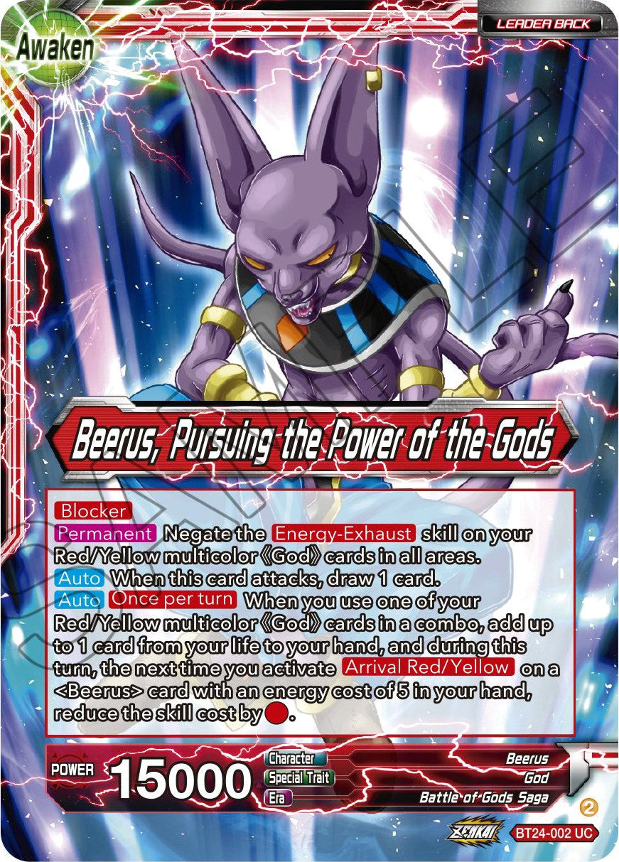 Beerus // Beerus, Pursuing the Power of the Gods (BT24-002) [Beyond Generations] | Cracking-Singles