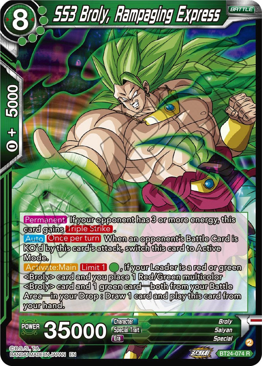 SS3 Broly, Rampaging Express (BT24-074) [Beyond Generations] | Cracking-Singles