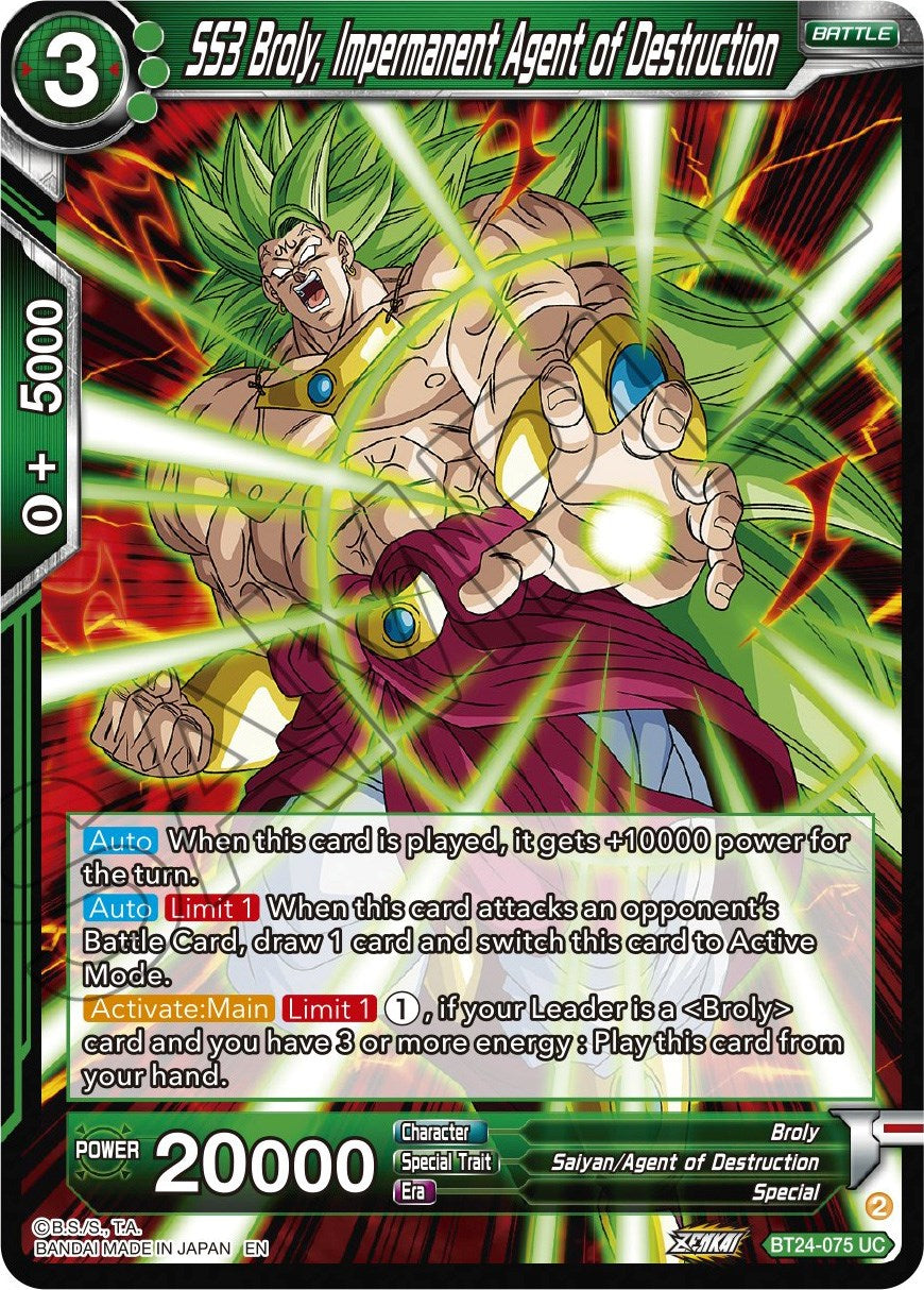 SS3 Broly, Impermanent Agent of Destruction (BT24-075) [Beyond Generations] | Cracking-Singles