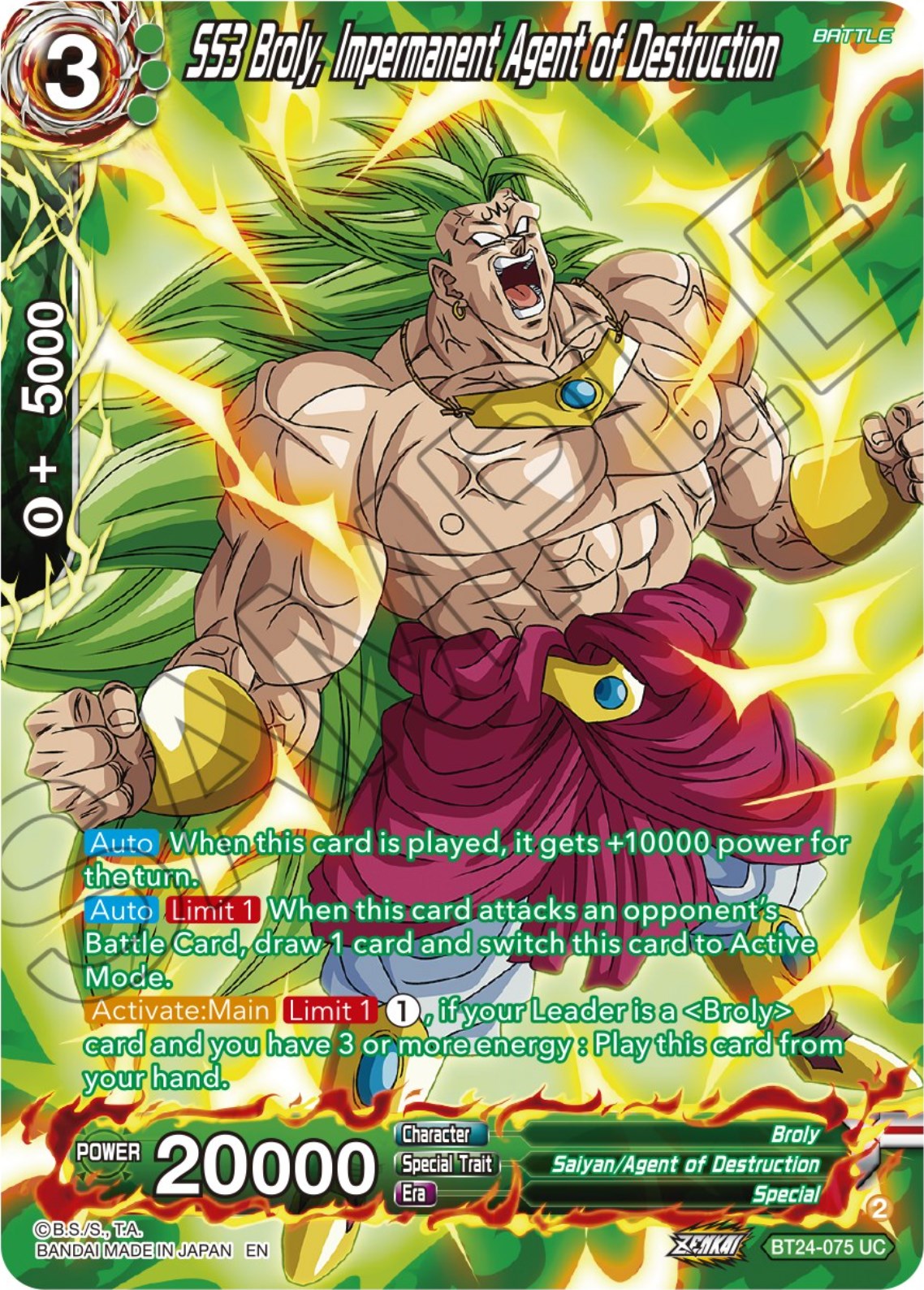 SS3 Broly, Impermanent Agent of Destruction (Collector Booster) (BT24-075) [Beyond Generations] | Cracking-Singles