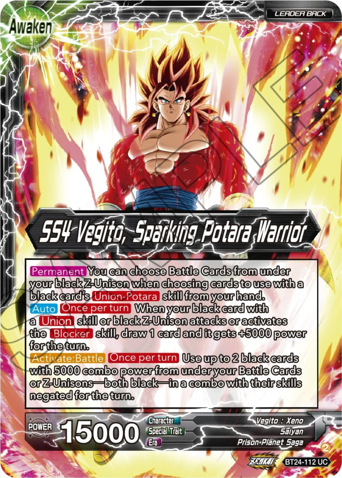 SS4 Son Goku & SS4 Vegeta // SS4 Vegito, Sparking Potara Warrior (BT24-112) [Beyond Generations] | Cracking-Singles