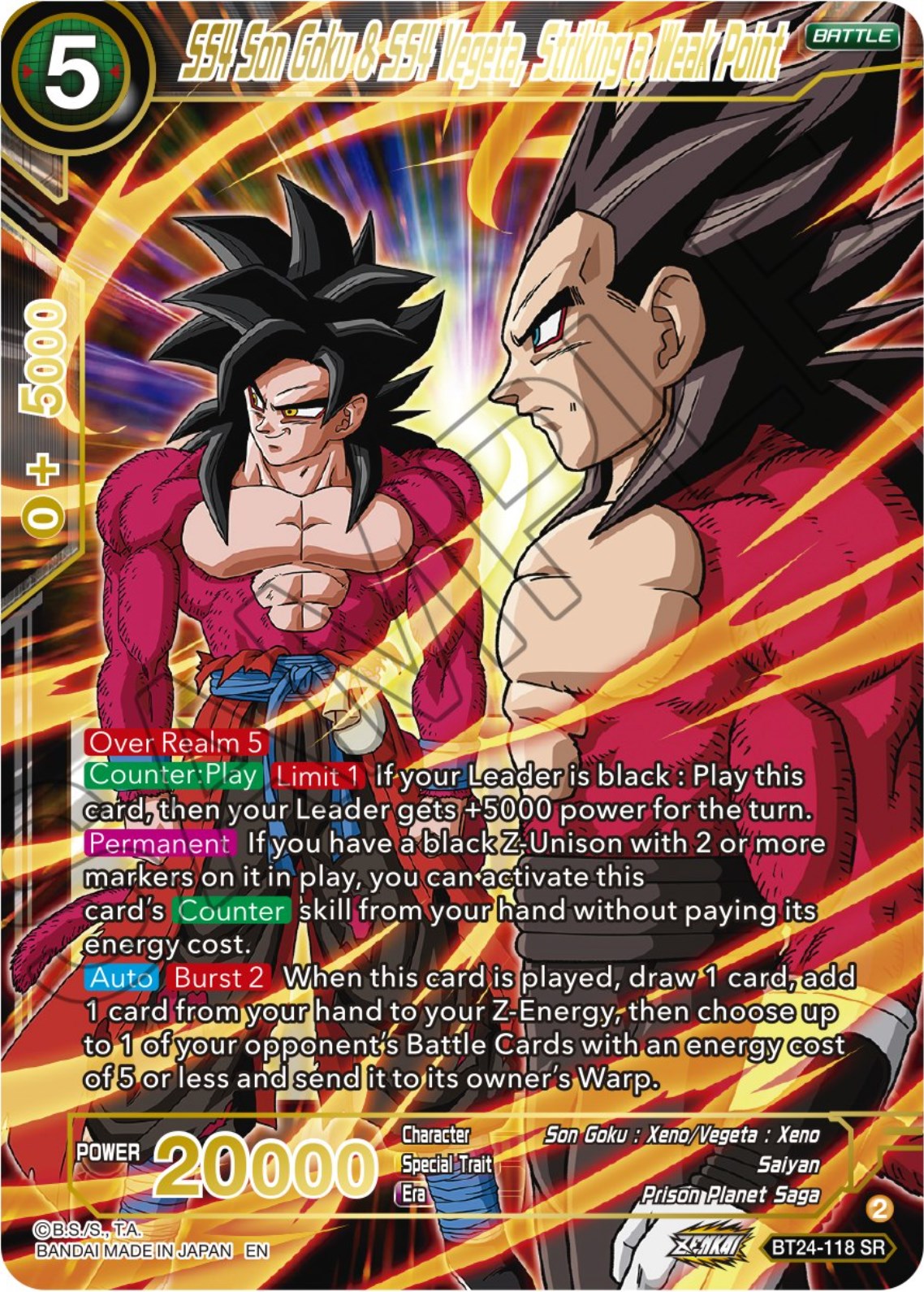 SS4 Son Goku & SS4 Vegeta, Striking a Weak Point (BT24-118) [Beyond Generations] | Cracking-Singles