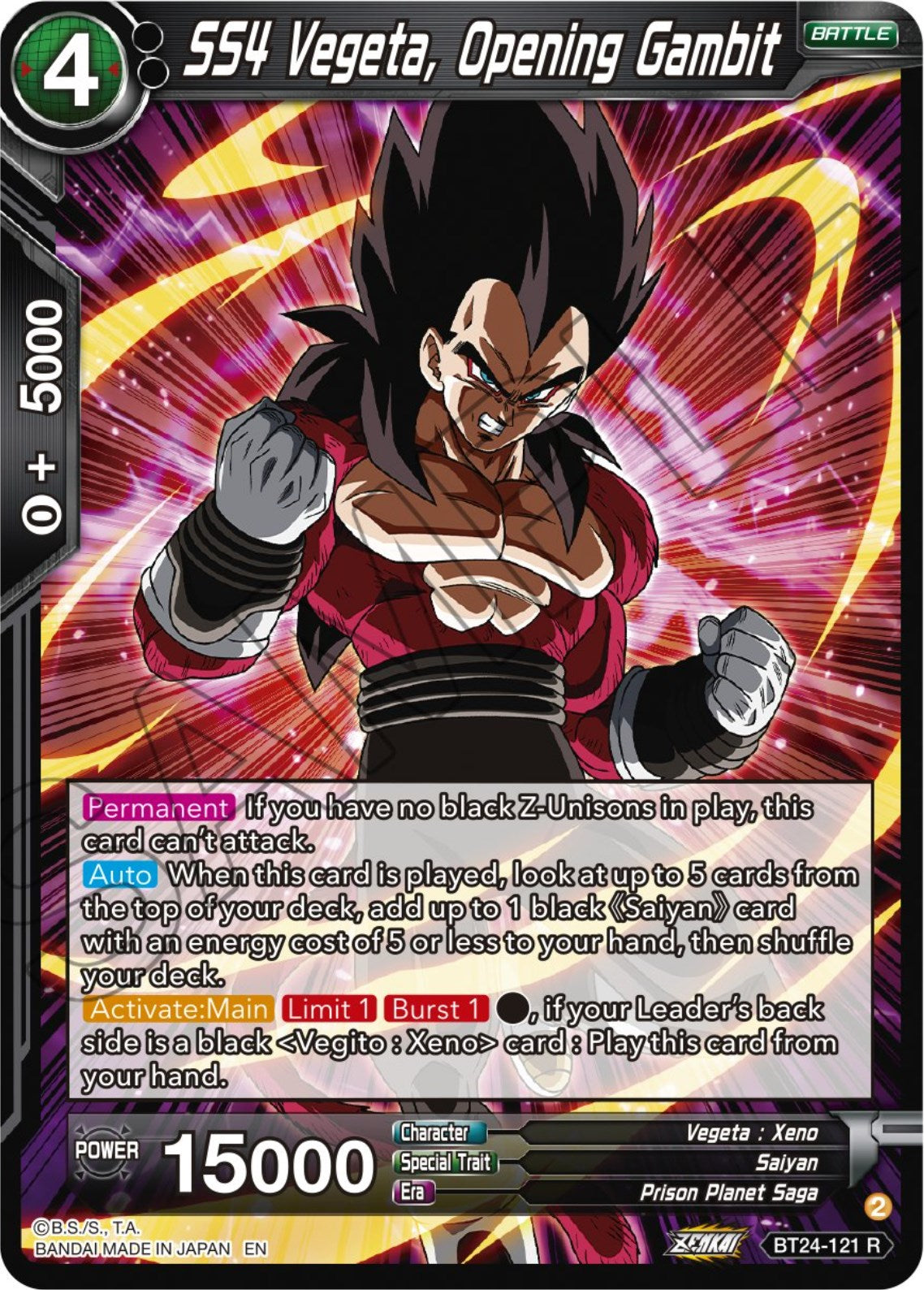 SS4 Vegeta, Opening Gambit (BT24-121) [Beyond Generations] | Cracking-Singles